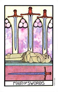 Zwaarden Vier (Aquarian-deck)