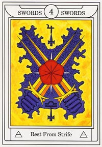 Zwaarden Vier (Golden Dawn Magical-deck)