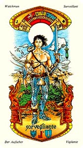 Schildknaap van Zwaarden (I Tarocchie delle Stelle-deck)