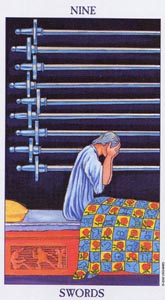 Zwaarden Negen (Radiant Rider-Waite-deck)