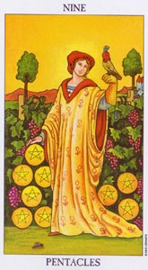 Pentakels Negen (Radiant Rider-Waite-deck)
