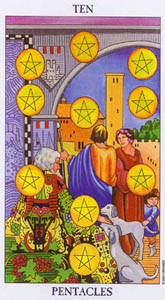 Pentakels Tien (Radiant Rider-Waite-deck)