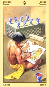 Kelken Negen (Ramses Tarot Of Eternity-deck)