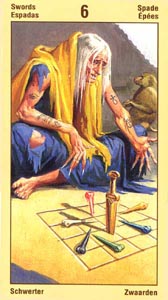 Zwaarden Zes (Ramses Tarot Of Eternity-deck)