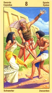 Zwaarden Acht (Ramses Tarot Of Eternity-deck)