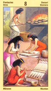 Pentakels Acht (Ramses Tarot Of Eternity-deck)